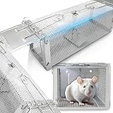 Retoo Lebendfalle XXL für Mäuse und Ratten, 41 x 14 x 11 cm, Humane Tierfalle aus Stahl, automatisches Schließen mit hoher Gewichtsempfindlichkeit, Sicher & Robust, Wetterfest, Einfach zu B