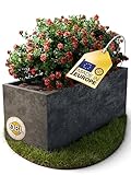 Ondis24 Pflanzkübel Blumenkübel Blumentopf Basalt 100cm, Beton Optik mit Wasserspeicher, Pflanzenkasten hoch, Winterfest (Beton Anthrazit)