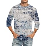 Generisch Shirt Langarm Herren, Sommer 3/4 Ärmel Sport Shirt Herren Rundhals Männer T Shirt Lässigem T-Mit Shirt (M, Gray)