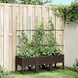 LLEZKBR Home & Garden Item-Garden Pflanzkasten mit Rankgitter braun 120x40x142,5