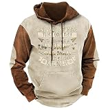 Herren Kapuzenpullover Langarm Hoodie USA Gründung 1803 Amerika Patrioten Memorial Day Hooded Pullover Oversize Modische Sweatshirt Lightweigh Moderne Streetwear Coole Kordel Jumper Beige 3XL