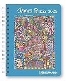 James Rizzi - Buchkalender Deluxe 2025 - Kalenderbuch A5 - Taschenkalender - Neumann-Verlag - Taschenplaner mit Spiralbindung - 16,5 cm x 21,6