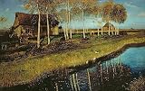 SYlale Ölgemälde Wandkunst Bilder Poster Wandkunst Herbstmorgen am Kanal von Otto Modersohn Drucken Ölgemälde für Wanddekoration 60x90