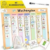 SpielLieb® Montessori Wochenplaner Kinder magnetisch – Magnettafel 216 Magnete, beschreib- & abwischbar – Routine Planer Kinder ideal für Selbstständigkeit & Organisation – Wochenp