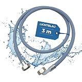 Lichtblau Zulaufschlauch Waschmaschine Geschirrspüler 2984 Größe 3 m I Wasserschlauch mit Metallgewinde I 3/4 Zoll Winkel/Gerade inkl. Dichtung I universell verwendbar Hersteller unabhängig
