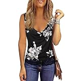 Damen-Top, Bedrucktes Muster, Damen, Lässiges Tank-Top, Spitzen-Stil, ärmellos, Date (L)