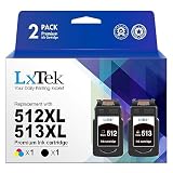 LxTek Wiederaufbereitet Tintenpatrone Kompatibel für Canon 512 513 PG-512 CL-513 510 511 für Pixma MP495 MP280 MP230 MP250 MP270 MP240 iP2700 MX340 MP490 MX330 MX360 MX320 MP260 (1 Schwarz, 1 Farbe)