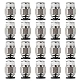 20 Stück PC4-M10 Stecker, PC4-M10 Gerade Pneumatikkupplung, PC4-M10 Pneumatik Verbinder, PC4-M10 Gerader Pneumatischer Anschluss für 3D-Drucker, Schnellverschraubung, Gewinde M10