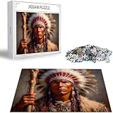 Puzzle 300 Teile Indianer Puzzle Erwachsene, Holzpuzzle Erwachsene Puzzelmatten, Mehrfarbig Holzpuzzle, Klassische Puzzles Mann Wooden Jigsaw, Geschicklichkeitsspiel für die Ganze Familie S-466