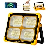 100W LED Baustrahler Akku Solar Arbeitsleuchte Tragbare, 10000LM 12000mAh Akku Arbeitsleuchte USB-Wiederaufladbar, 4 Lichtmodi, Campinglampe Tragbar im Freien für Notfälle, Baustelle, Camping, Garag