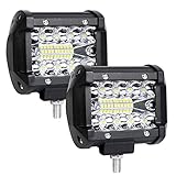 URAQT LED Arbeitsscheinwerfer, 2x60W Auto Scheinwerfer 6000K Zusatzscheinwerfer, IP65 Wasserdicht Strahler Led-Offroad Flutlicht, Rückfahrscheinwerfer für Auto, Traktor, SUV, UTV, ATV, 4 Z