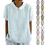 Angebot des Tages Blitzangebot Damen Print T Shirt GroßE GrößE Sommer Fashion Kurzarm Niedlich Grafik Lose Reversausschnitt Leinen T-Shirts BohèMe Vintage Sportshirt Damen Luftige B