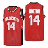 Herren Wildcats High School Basketball Trikot #14 Troy Bolton Jersey #8 Chad Danforth Shirt Jersey Rot S-XXL, Rot Nr. 14, XXL