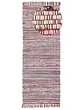 carpetfine Flickenteppich Kelim Chindi Läufer Rot 60x180 cm | Fleckerlteppich aus Baumwolle für Wohnzimmermit F