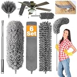 Snarflun 6er Set Abwaschbare Staubstaubsauger, Microfaserstaubsauger 254 cm, Spinnennetz Bürste für Hochdeck