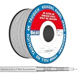 Germany B.e.s.t Koaxialkabel 50 M SAT-Kabel | 4K Ultra HD | Class A+ | DVB-S/S2 DVB-C DVB-T BK Anlagen | 5Fach Geschirmt | 135dB
