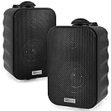 Power Dynamics BGO30, Outdoor Lautsprecher Wetterfest, IP56 Wand Lautsprecher Boxen, Set - 60 Watt - 2 Wege In- und Outdoor Wandlautsprecher mit Wandhalterung, Festmontage Wand und Decke - Schw
