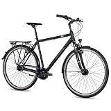 Airtracks Herren City Fahrrad 28 Zoll Citybike CI.2820 Trekking Bike Cityrad Shimano Nexus 7 Gang Nabenschaltung Nabendynamo Schwarz Matt 52cm Körpergröße 165-175