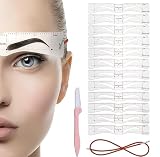 Augenbrauen Schablonen 10+2 Paare und Brauenklinge – Wiederverwendbare Formen zum Brauenstyling – Für Anfängerinnen geeignet – Rosa Kunststoffhalter für präzise Konturen und Sy