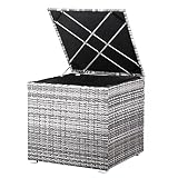 Casaria® Auflagenbox Kissenbox 318 L mit Deckel 75x75x70cm Wasserdicht Gasdruckfeder Garten Aufbewahrungsbox Balkon Truhe Abwaschbar Polyrattan G