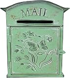 ZXINXIN Vintage Outdoor-Briefkasten aus Metall, Shabby-Chic-Farbe, amerikanischer Stil, Wandbriefkasten, Garten, Blumen und Vögel, Dek