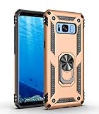 yanzi Kompatibel mit Samsung Galaxy S8 Smartphone Hülle(Gold)+3D Displayschutzfolie[Militär-Stoßfeste]-[Ständer] Schutzhülle Rugged Kratzfest Bumper Handyhülle für Galaxy S8-2017