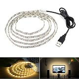 LED Beleuchtungsstreifen,USB TV Hintergrundbeleuchtung 6.56Ft/2m LED Band Licht für 40-60 Zoll HD Fernseher,Nicht Wasserdicht SMD 3528 5V warmweiß Bias Lighting,USB Bias Lighting für Heimk