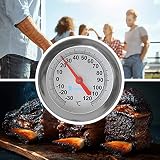 Lantelme Räucherofen Thermometer 120°C Grad Edelstahl mit 30cm Sonde für Räucherschrank Räuchertonne Räucher Räucherthermometer Analog als Zubehör für Holz Gas Elektro Grill Fisch und Fleisch 8224