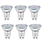 ROTTYI GU10 LED Birnen, 6Pack Tageslicht Weiß 6500K, 50W Halogen Scheinwerfer äquivalent, 4W 400lm Energiesparlampen, 120° Breitstrahl, nicht dimmbar, Glaslampe sparen auf Rechnung
