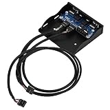 Richer-R USB 2.0 Front Panel, Super Speed Metall Frontplatte USB Hub mit HD-Audio Mikrofon,Multifunktion USB Frontpanel 3,5 Zoll Frontplatte mit 9Pin Schnittstelle für PC Schw