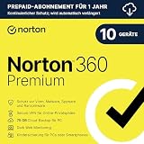 Norton 360 Premium 2024 | 10 Geräte | Antivirus | Secure VPN | Passwort-Manager |1-Jahres-Abonnement mit Verlängerung | PC/Mac/Android/iOS | Aktivierungscode per E
