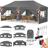 KESSER® Pavillon Faltpavillon 6x3m Festzelt mit 6 abnehmbaren Seitenwänden | Gartenzelt Höhenverstellbar & Wasserdicht + Tasche Bodenanker | Pop-Up Klicksystem UV-Schutz 50+ Party