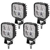 Viugreum 4 Pack Led Arbeitsscheinwerfer 12V - 24V, 12W Led Zusatzscheinwerfer, Kaltweiß, IP67 Wasserdicht Offroad Scheinwerfer für SUV, UTV, ATV, LKW