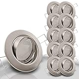 trendlights24 Decora LED Einbaustrahler 230V Edelstahl geb. Optik rund 10er Set - Spots 6W 450 lm GU10 Warmweiß - Decken Einbauleuchte 68 mm Lochmaß