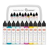 Perlen Pen Set 10 x 28 ml - Harmonie - 3D Perlen & Linien für Textilien, Taschen, T-Shirts, Deko - Einfache Anwendung, Waschfest, Farben für DIY-Projekte und Kreativität. Inklusive Aufbewahrungsbox