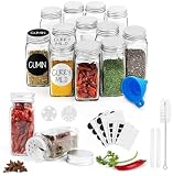 RUBY 12 stück 120ml Gewürzgläser Eckig Set - Gewürzdosen Gewürzstreuer Glas Gewürzbehälter, Gewürzgläser mit Streueinsatz, Gewürze Aufbewahrung Spice Jars, Gewurzglaeser Gewürzg