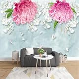 YueMingDi 3D kreative Wohnzimmerdekoration rote Blumenlandschaft Studie Wohnzimmer Büro Hintergrund Wandbilder-250cm×170