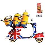 alles-meine.de GmbH 3 TLG. Set XL Fensterbilder - Minion - Ich einfach unverbesserlich/auf einem Scooter - Roller - Great Britain/London - Sticker Fenstersticker Aufk
