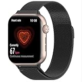 GIOPUEY Armband Kompatibel mit Honor Watch 5, Geflochtenes Edelstahlarmband [Verschleißfest] [magnetisch] Ersatzarmband - Black