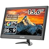 HTNZIR 15,6 Zoll tragbarer Monitor Kleiner PC Monitor 1920 x 1080P 99% sRGB mit HDMI/VGA/BNC/AV/USB/AV, integrierten Lautsprechern, VESA-Halterung, LED-Monitor für PC, Laptop und Comp