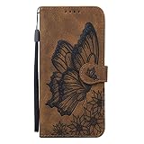 Miagon Hülle für Xiaomi Redmi Note 10 Pro,Schutzhülle PU Flip Leder Brieftasche Handytasche mit Retro Schmetterling Entwurf Kartenfächer Klapp Handyhülle,B