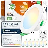 ALUSSO LED Einbaustrahler 230V Dimmbar 68mm 7W Ultra Flach IP44 LED Spots Warmweiß Neutralweiß Kaltweiß Deckenspots für Badezimmer Küche Wohnzimmer, Weiss, 6er S