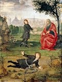 ARToPHIIU Vintage Leinwand Wandkunst Wandbilder Drucke Poster Grafti Leinwanddruck Allegorie der Familie Medicis mit Inschrift in der Mitte von Filippino Lippi für Wohnzimmerdekoration 60x90