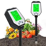 RYAKKA 6-In-1 Digital Bodentester Drehbar– Genaues Ph-, Feuchtigkeits-, Temperatur-, Licht- Und Ec-MessgeräT FüR Innen- Und AußEngäRtnerei, GewäChshäUser, BauernhöFe Und RasenfläC
