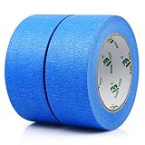 BOMEI PACK 2 Rollen Blau Kreppband 48mmx50 m - Universal Kreppband für Malerarbeiten und Dekoration Malerkrepp - Leicht Abnehmbar Abklebeband - Malerband Wasserdicht B