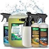 Terma Caravan 5 Liter + Reinigungs Set Wohnwagen Reiniger Extra Starkes Konzentrat Made in Germany Wohnwagen Reiniger aussen und Innenreiniger Boden, Regenstreifen entferner, Vorzeltreinig