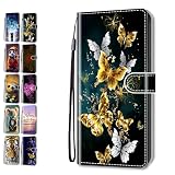 Hülle für Samsung Galaxy S6 Edge Muster Pattern 3D Print Design Leder Tasche Flip Case Mädchen Jungs Cover Handyhülle - Schmetterling Grünem G