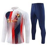 25/26 Fußball-Trainingsanzug für Kinder Erwachsene Trikots Uniform Jungen Fußball Training Shirts Sportbekleidung Sweatshirt Full Set Kit Herren,F,XXL