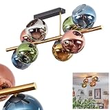 HOFSTEIN Deckenleuchte Koyoto, 8-flammige Deckenlampe aus Metall/Glas in Schwarz/Gold/Blau/Grün/Kupfer/Chrom/Rauch, Leuchte im Vintage-Design (Schirme Ø 15cm), E14, Esszimmer, Wohnzimmer, S