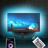 Mexllex Led TV Hintergrundbeleuchtung 55-75 zoll, 4M LED Streifen mit Bluetooth Smart Led App Steuerbar led backlight,USB Led Beleuchtung Hintergrundbeleuchtung Fernseher Musicsy